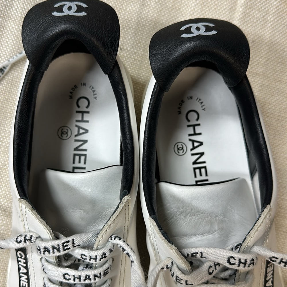 Chanel White and Black  Sneakers - Picture 7 of 9